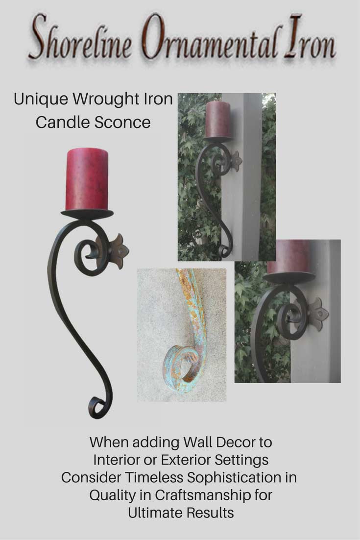 unique wrought iron candle wall sconce