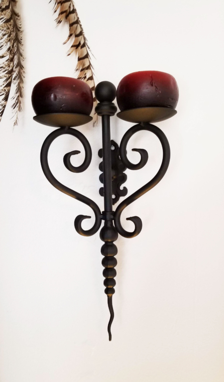 Wrought Iron Candle Wall Sconce-Unique Craftsmanship in ... on Candle Wall Sconces Wrought Iron id=54984