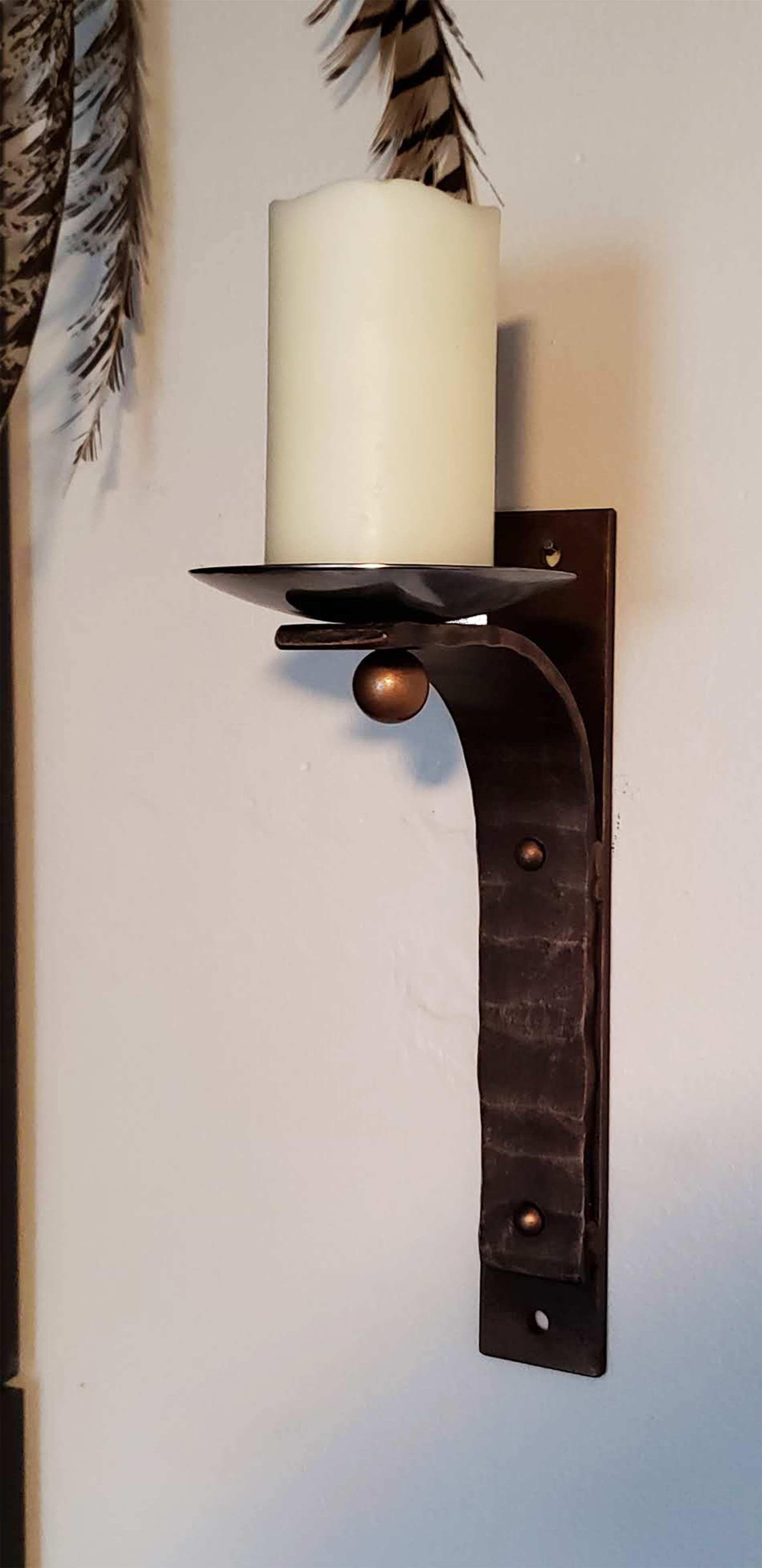 Stunning Wrought Iron Wall Candle Sconce-Handcrafted ... on Wrought Iron Wall Sconces id=57300