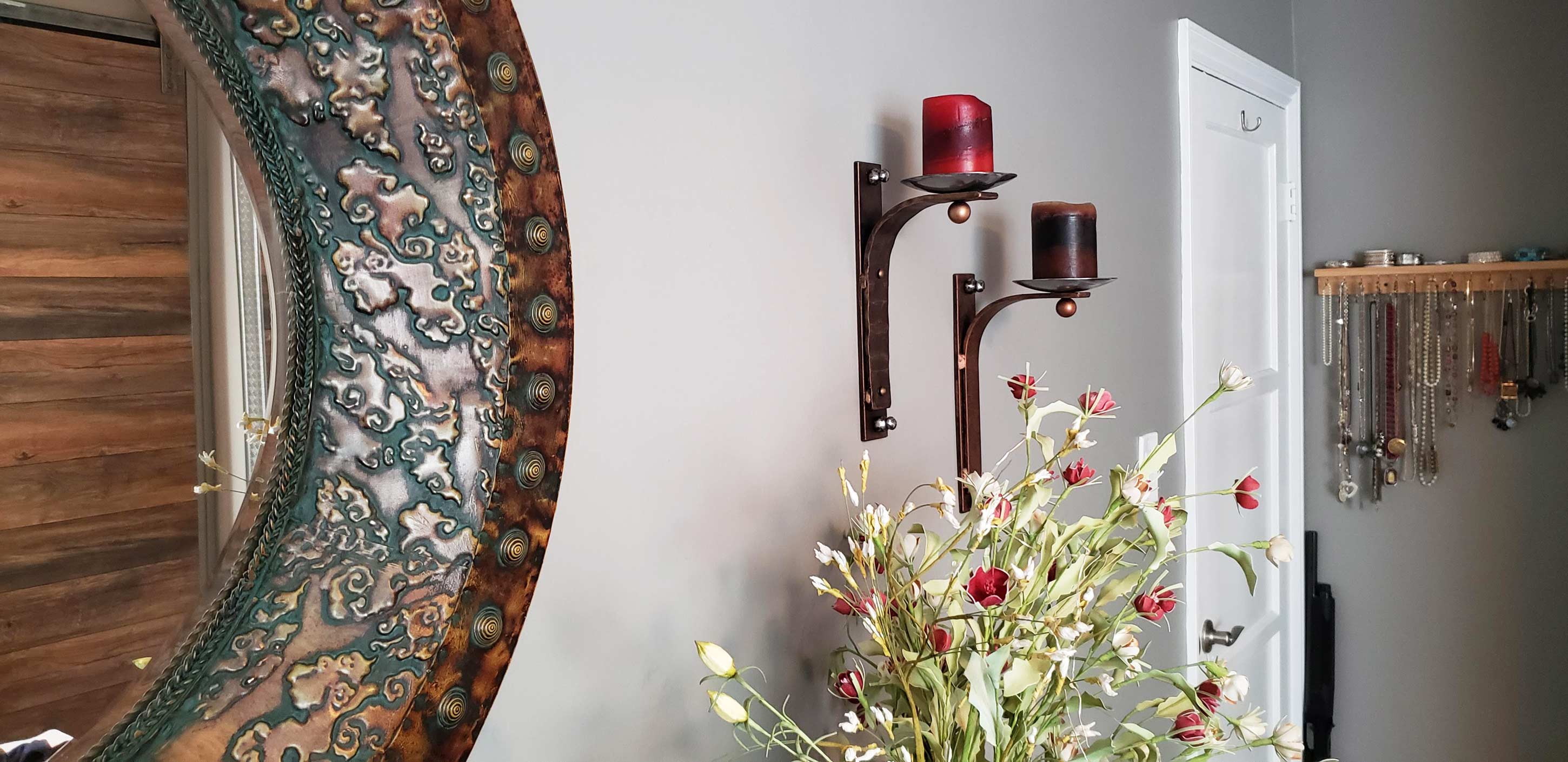 wrought iron wall candle sconce