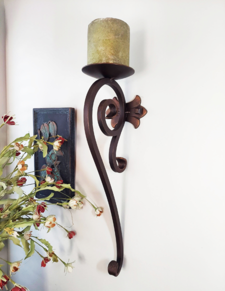 large decorative iron candle holder